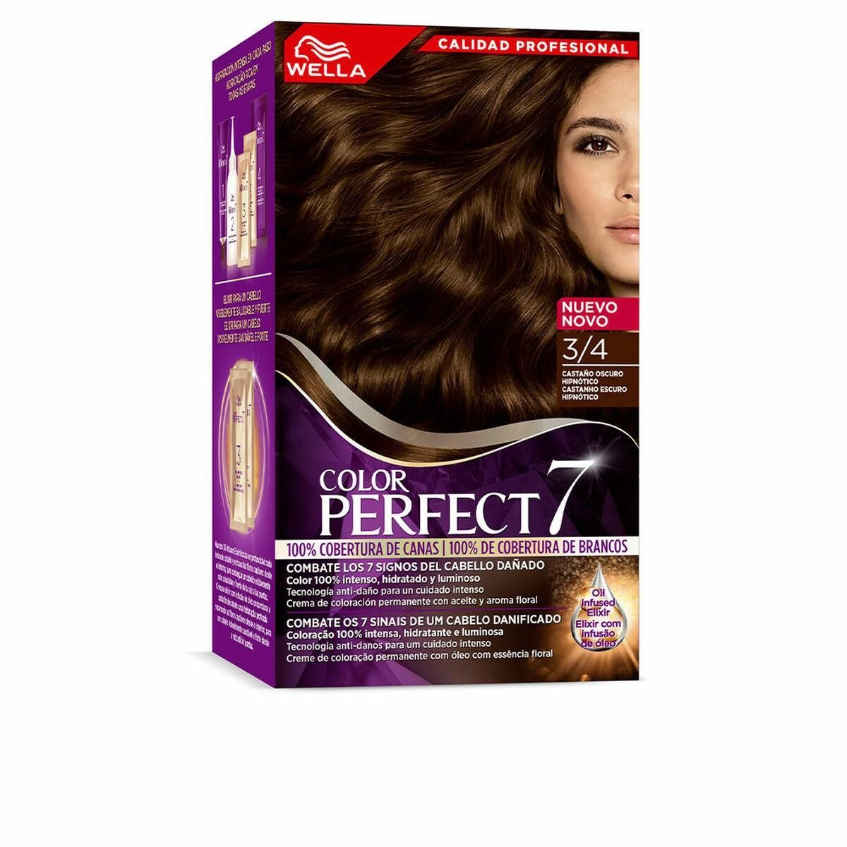 Permanent Farve Wella Color Perfect 7 Nº 3/4 Gråt hår Mørk Kastanje 60 ml