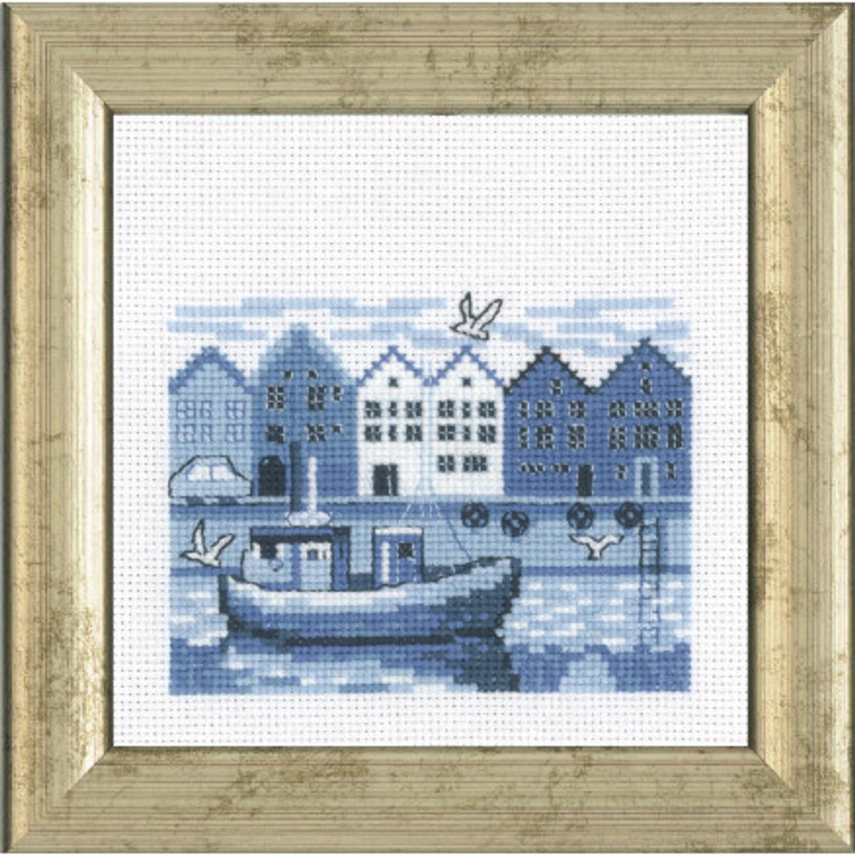 Permin Broderikit Aida Havnen 12x12cm