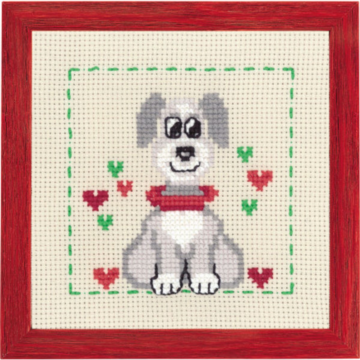 Permin Broderikit Aida til Børn Hund 19x19cm