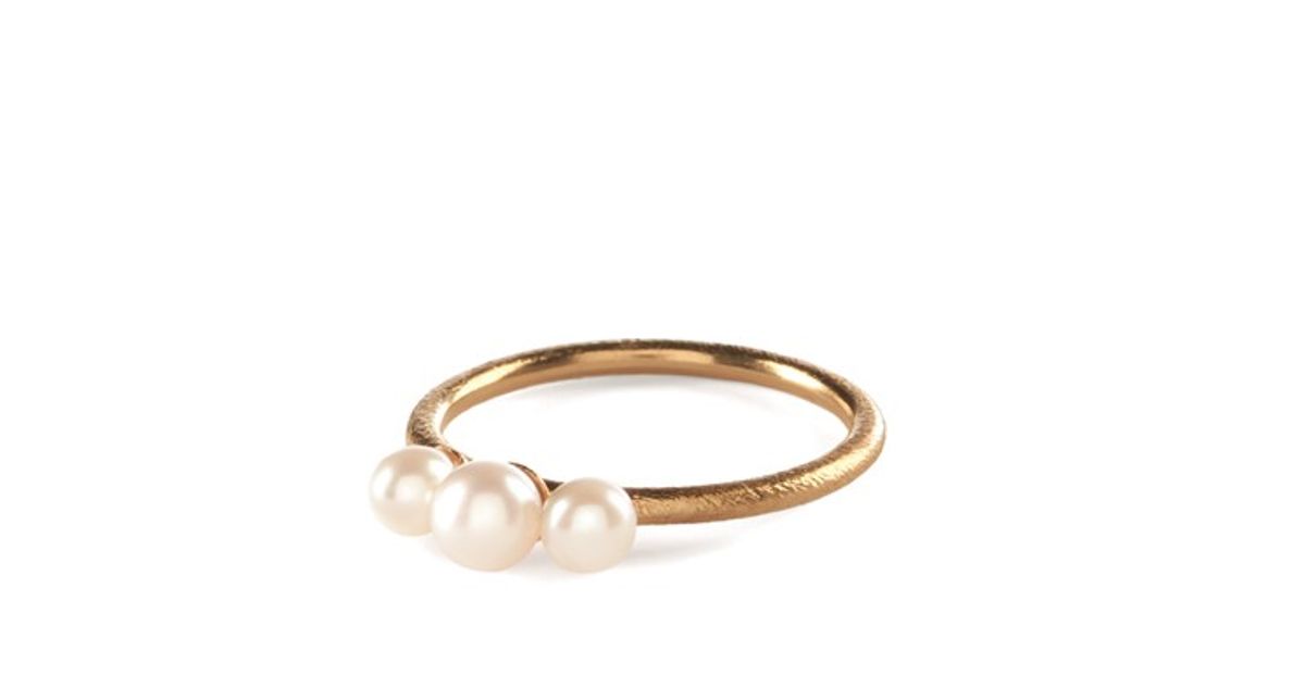 Pernille Corydon 3 Pearls Forgyldt Sølv Ring med Perler