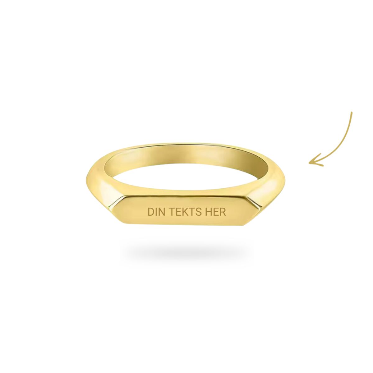 Personal Tag Thin Signet Ring 18K Forgyldt - 52