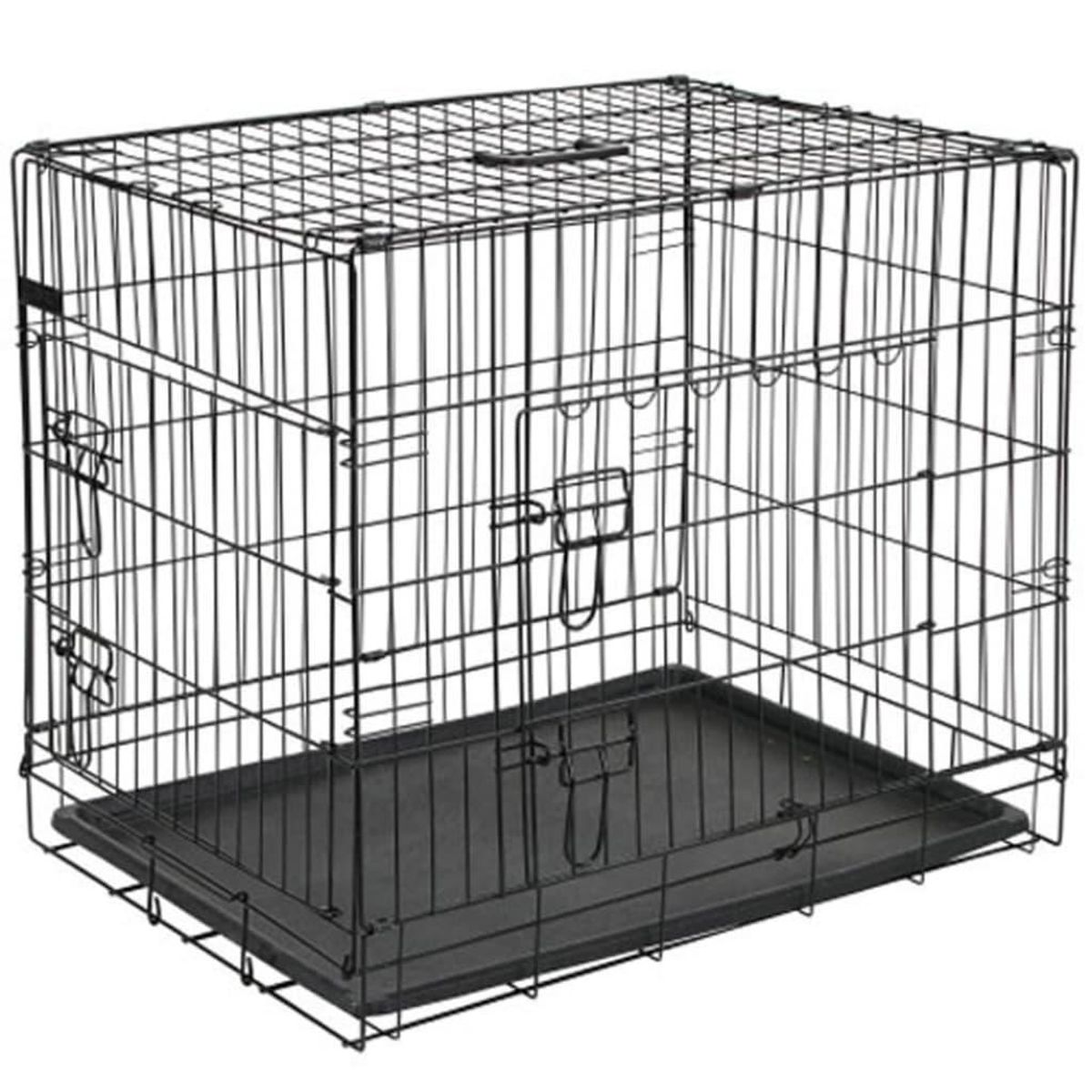 @Pet transportkasse til hund 107x70x77,5 cm metal sort 15004