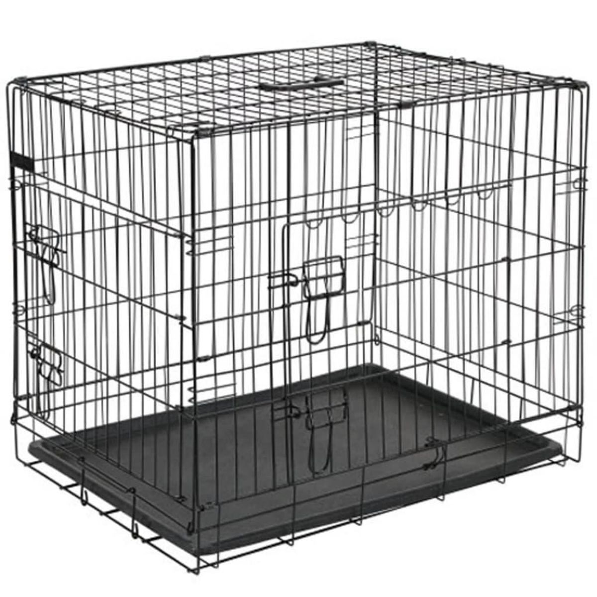 @Pet transportkasse til hund 63x44x50,5 cm metal sort 15001