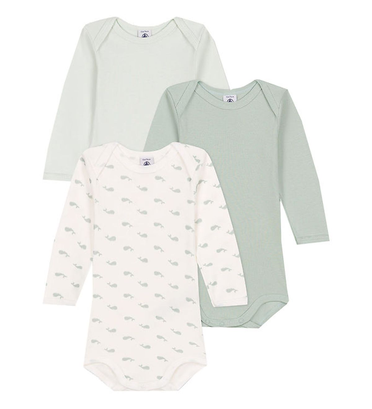 Petit Bateau Body l/æ - 3-pak - Grøn/Hvid