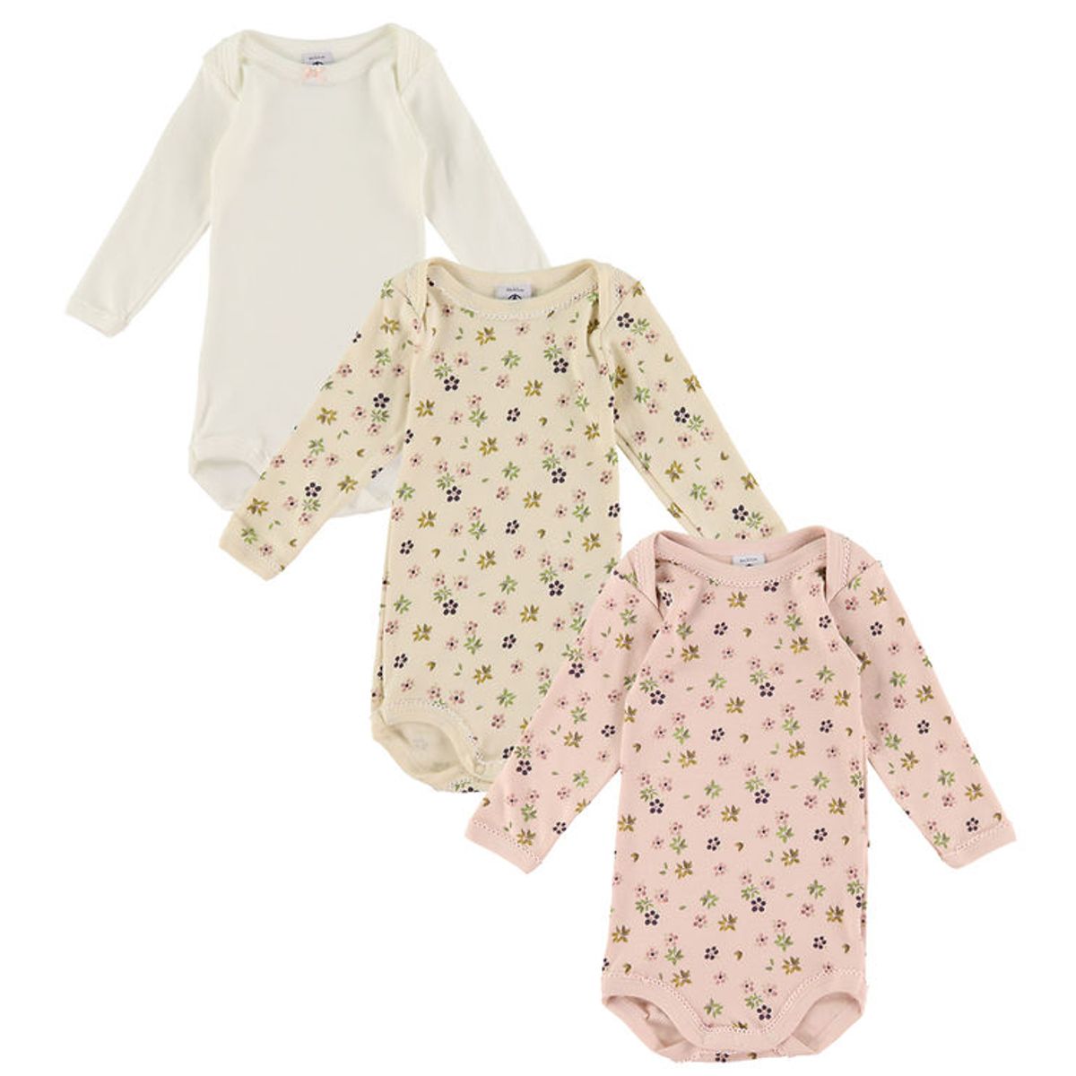 Petit bateau Body l/æ - 3-pak - Rosa/Hvid