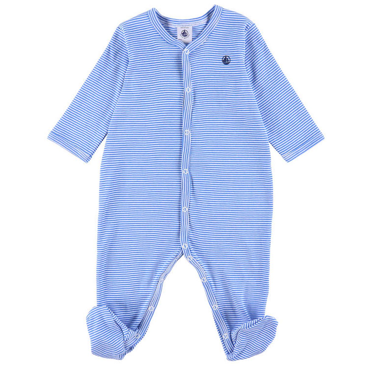 Petit Bateau Natdragt m. Fødder - Delphinium/Marshmallow