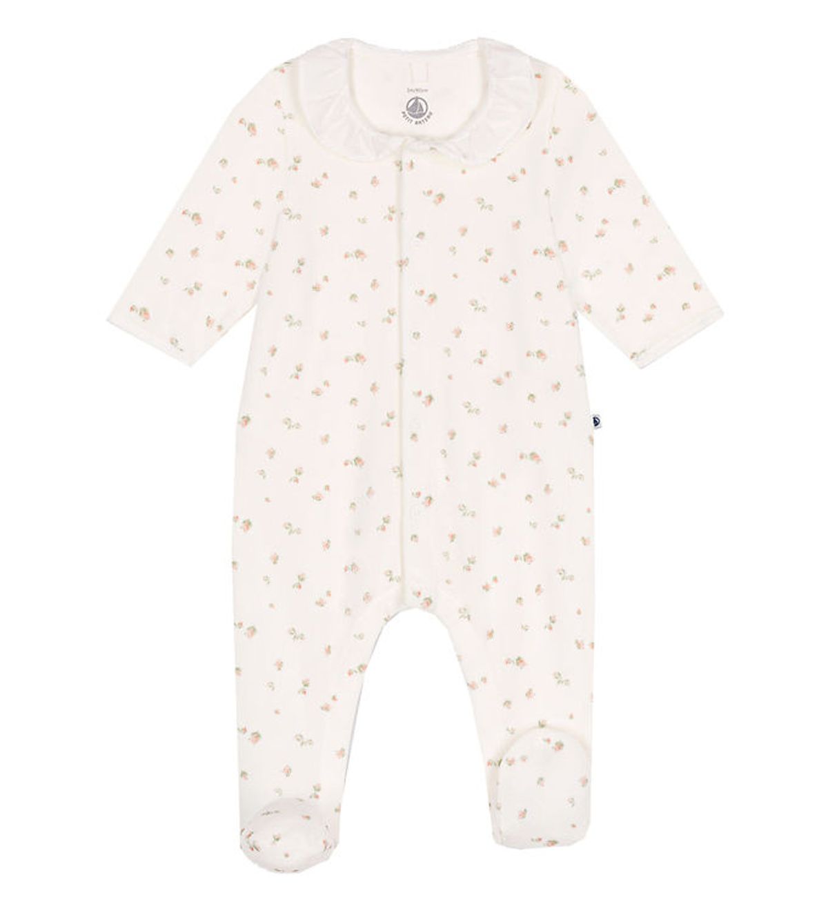 Petit Bateau natdragt - Velour - Hvid/Rosa