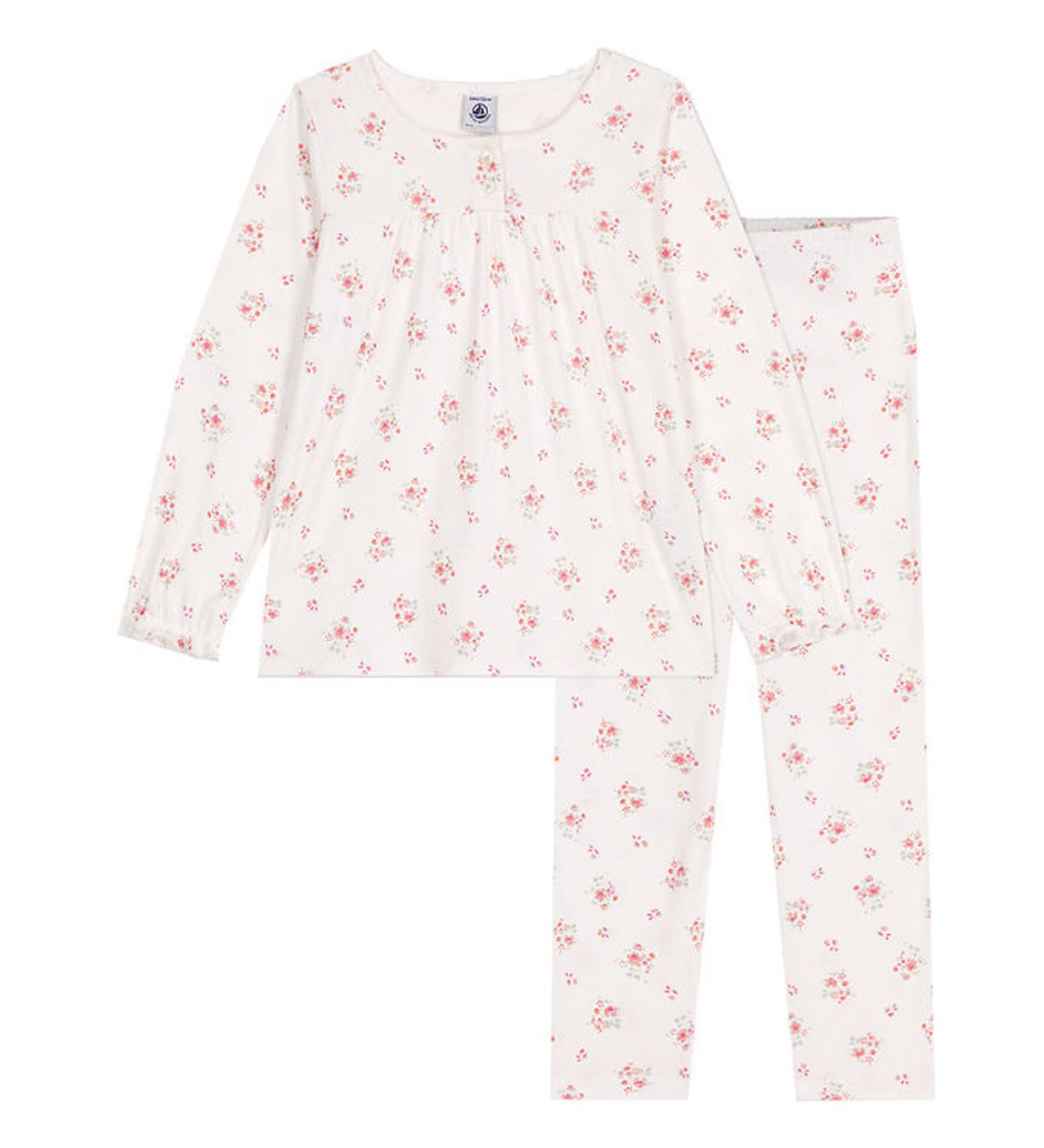 Petit Bateau Nattøj - 2 delt - Marshmallow/Multicolor