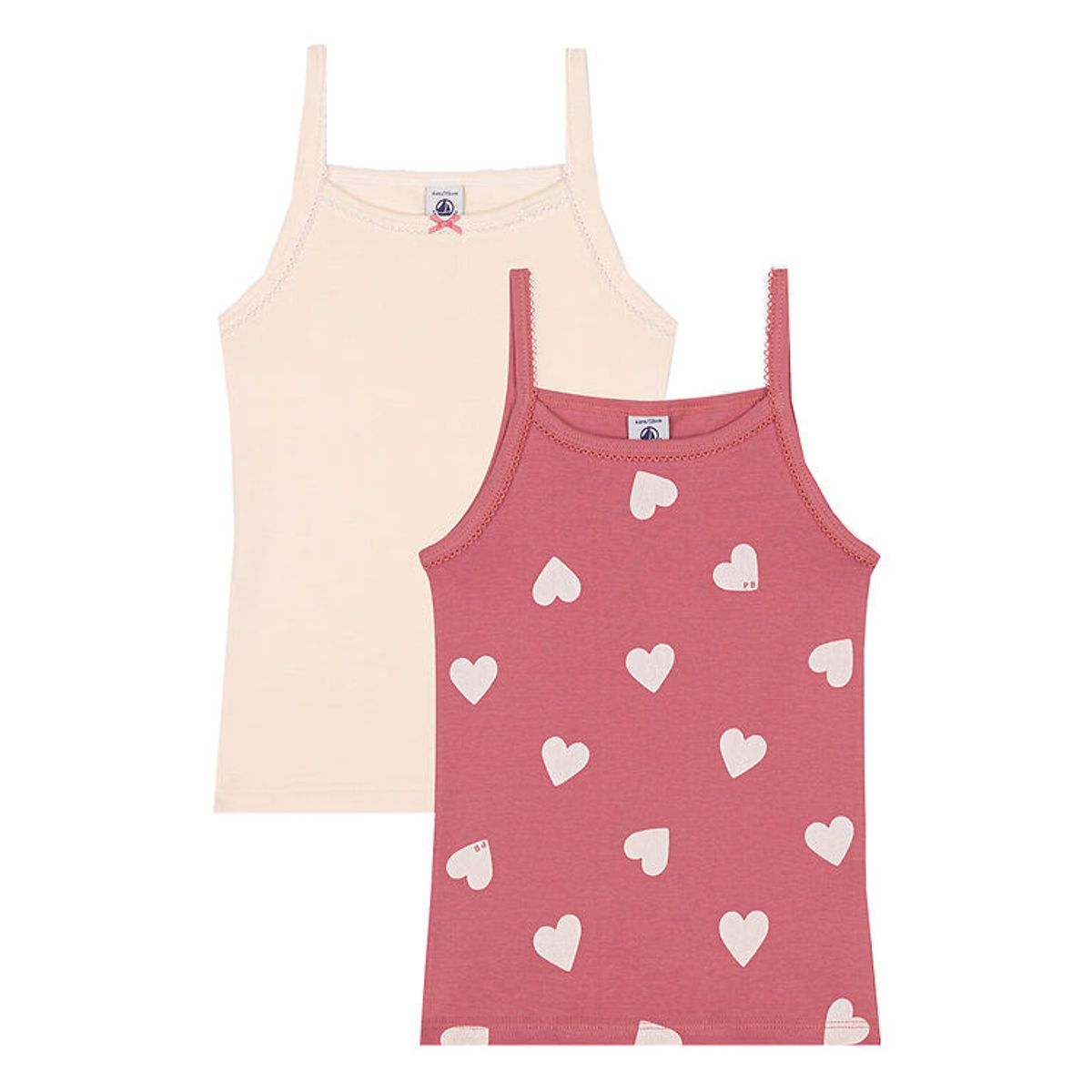 Petit Bateau Undertrøje - 2-pak - Rosa/Creme