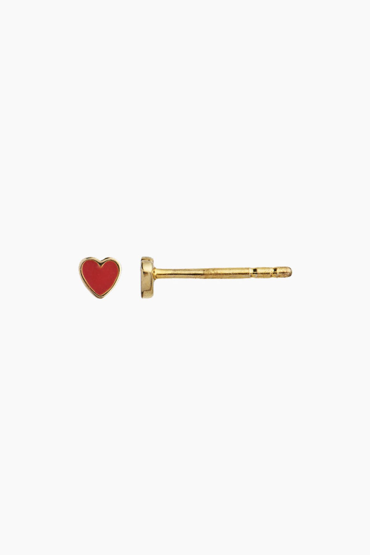 Petit Love Heart - Red Coral Enamel - Gold - Stine A - Rød One Size