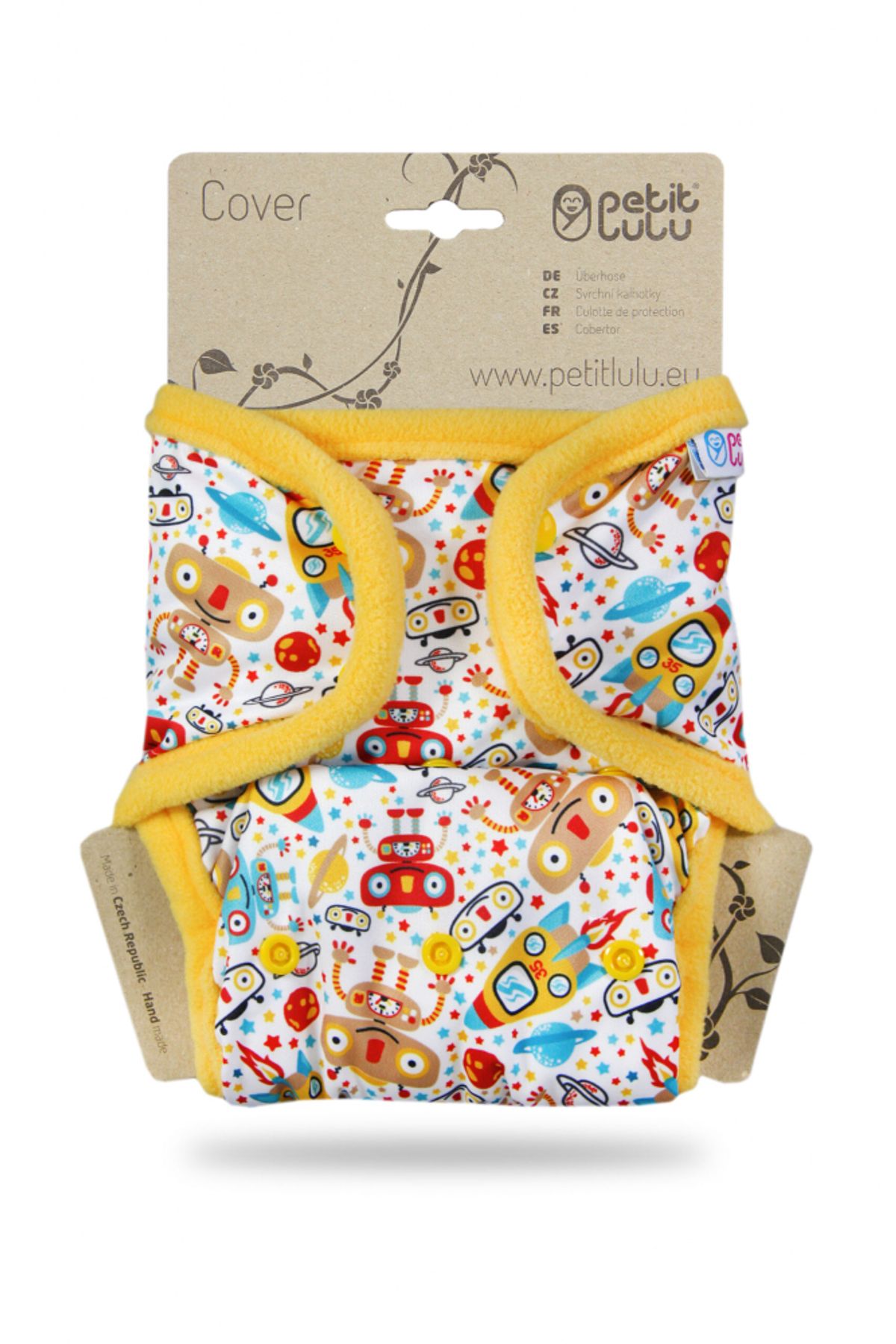 Petit Lulu onesize prefold cover - trykknapper - robots