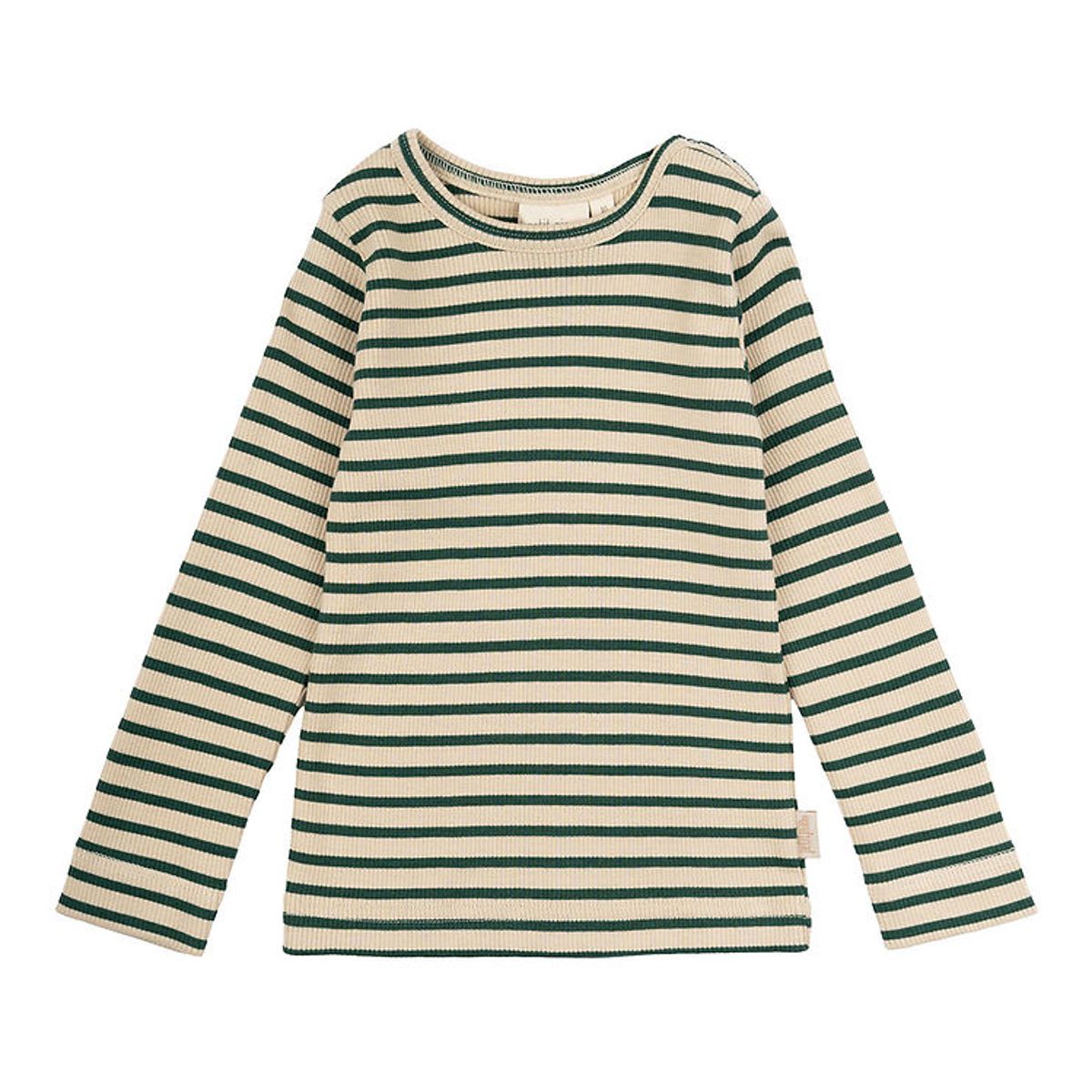 Petit Piao Bluse - Rib - Modal - Emerald Green/Dark Offwhite