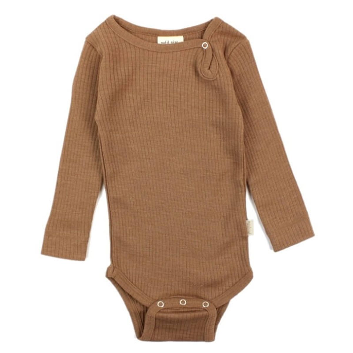 Petit Piao - Body L/S Merino Wool Plain - Latte - 74