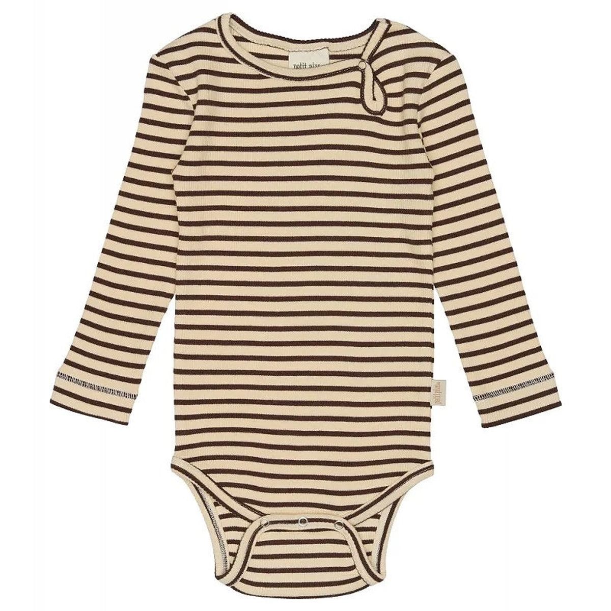 Petit Piao - Body L/S Modal Striped - Coffee/Cream - 62