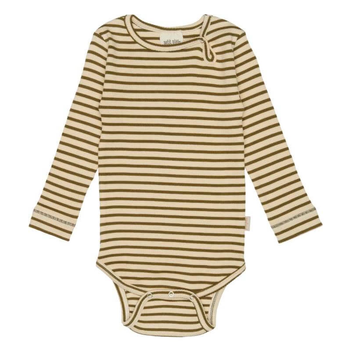 Petit Piao - Body L/S Modal Striped - Leaves/Cream - 92