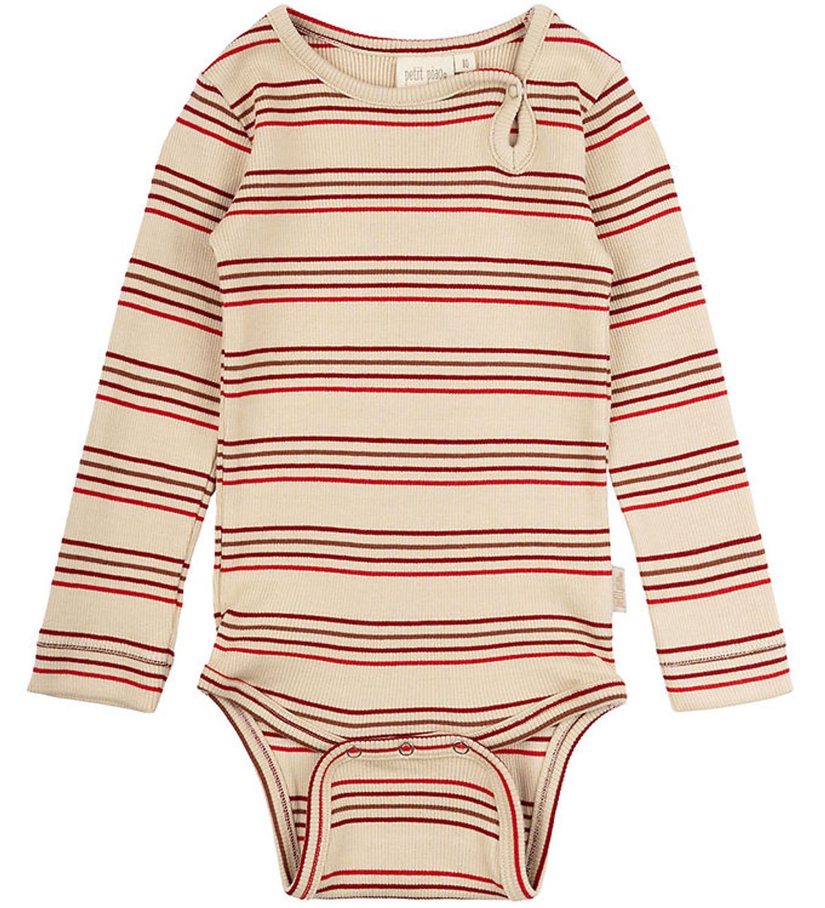 Petit Piao Body l/æ - Rib - Modal - Chili Pepper/Multi Stripe