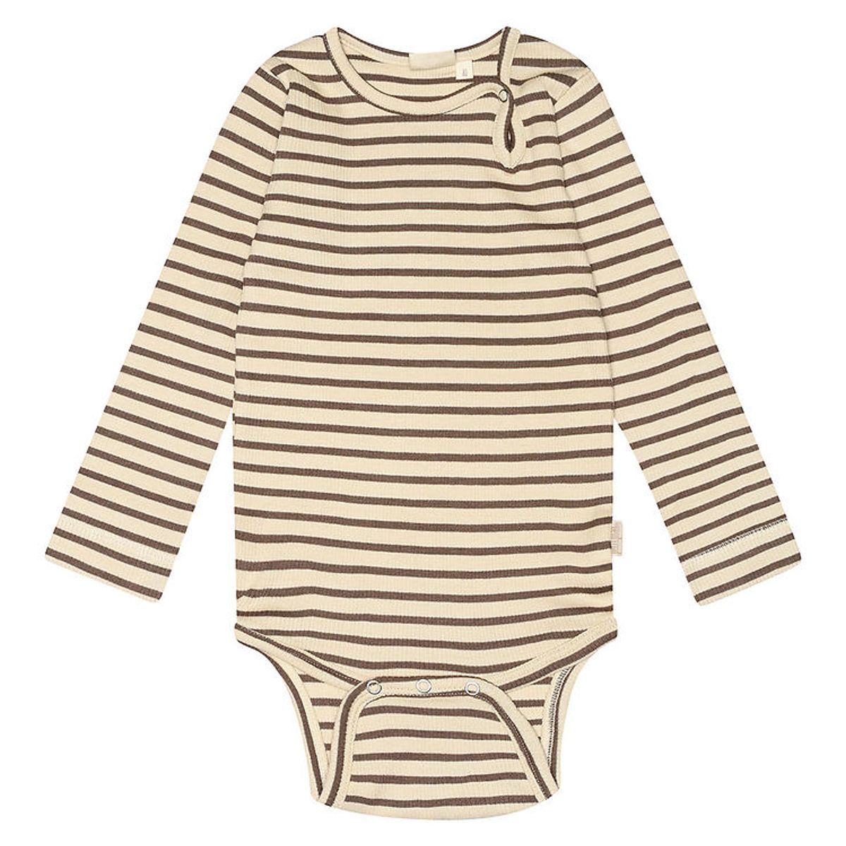 Petit Piao Body l/æ - Rib - Modal - Chocolate Brown/Dark Offwhit