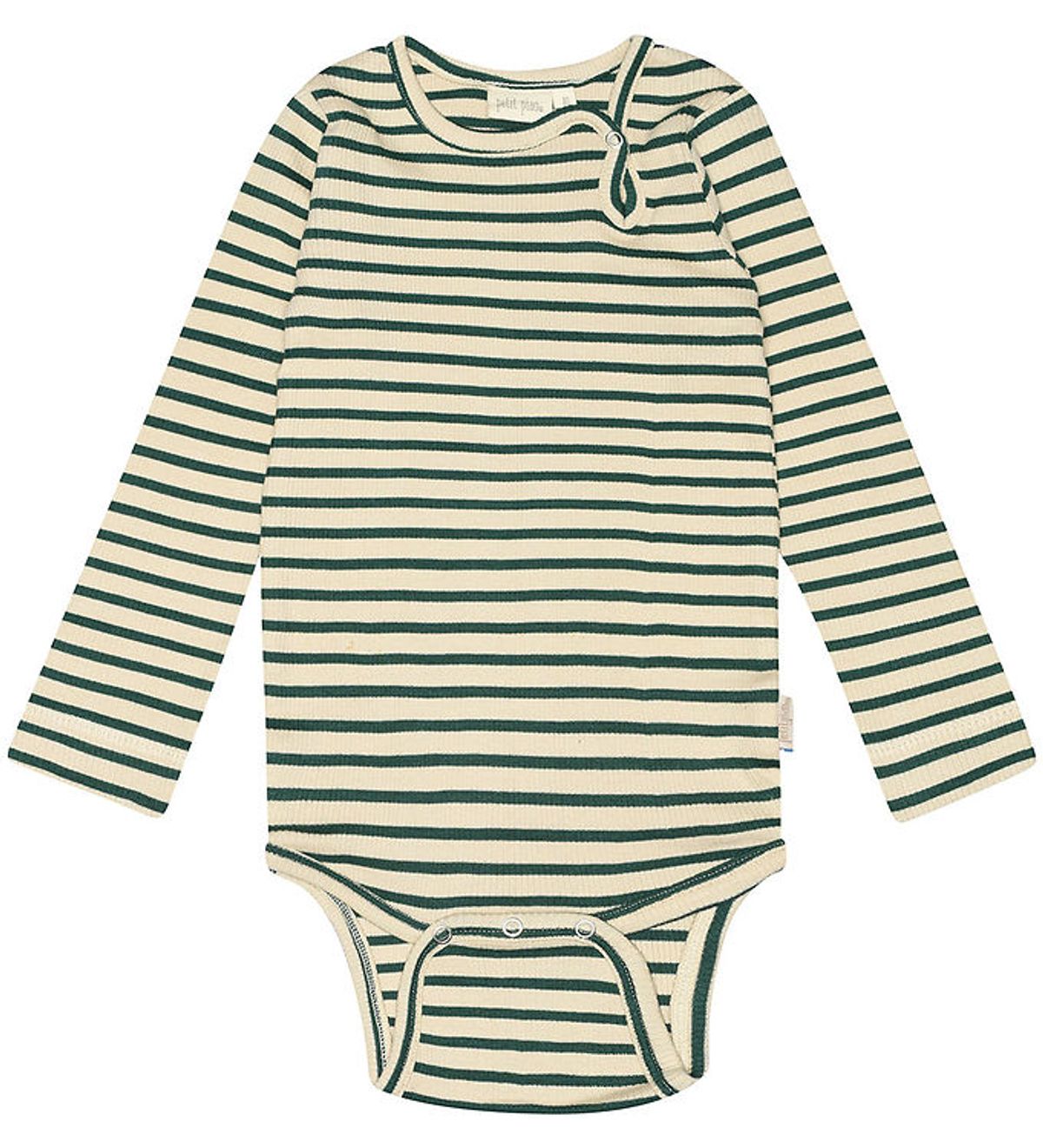 Petit Piao Body l/æ - Rib - Modal - Emerald Green/Dark Off White