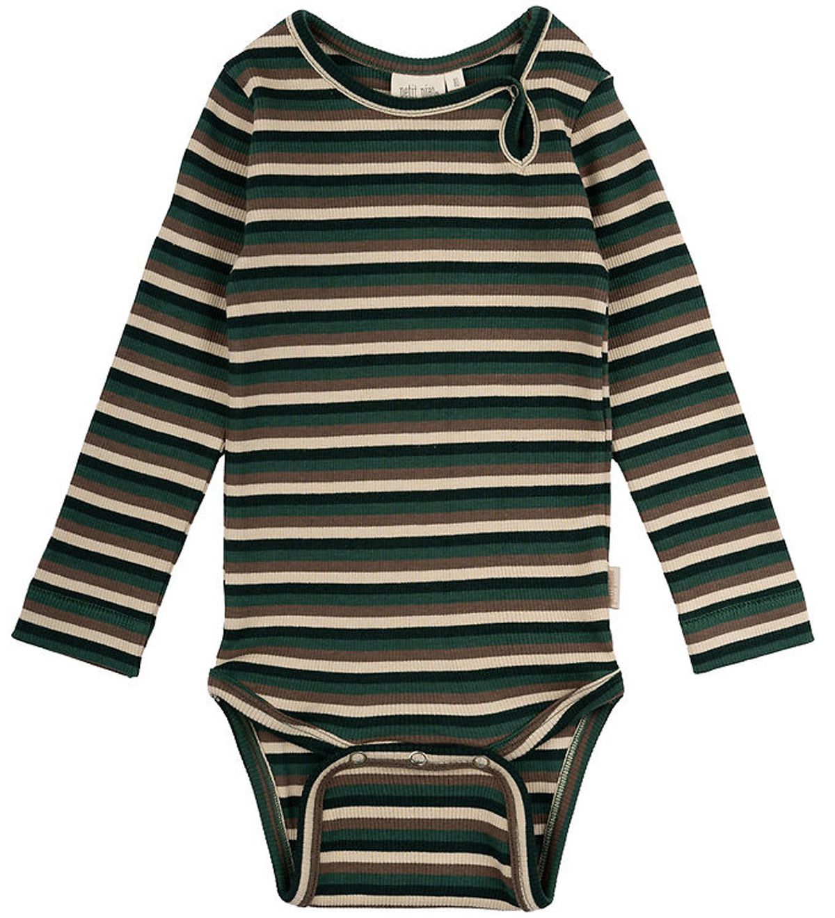 Petit Piao Body l/æ - Rib - Modal - Emerald Green/Multi Stripe