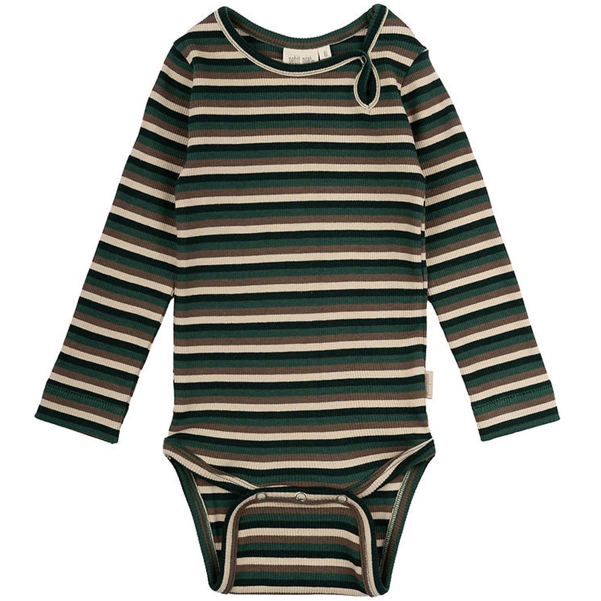 Petit Piao Body l/æ - Rib - Modal - Emerald Green/Multi Stripe