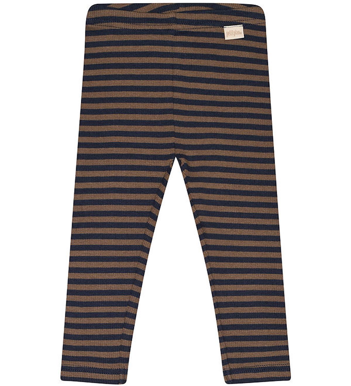 Petit Piao Leggings - Rib - Modal - Chocolate Brown/Indigo Plum