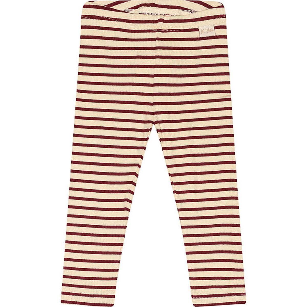 Petit Piao Leggings - Rib - Modal - Dark Cherry/Dark Off White