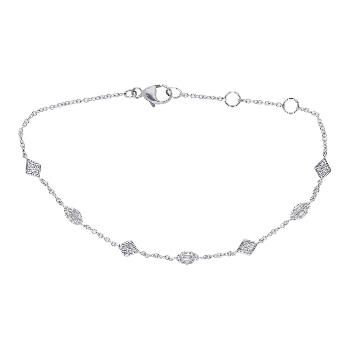 Petite fashion diamant armbånd i 9 kt hvidguld i alt 0.26 ct.diamanter.