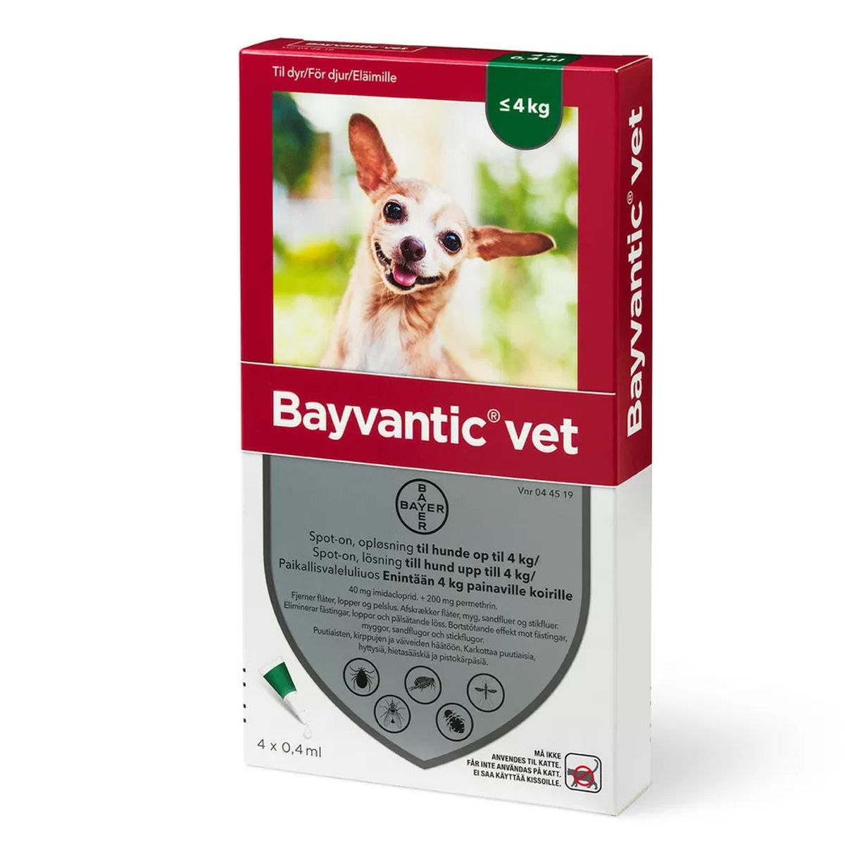 Pharmaservice - Bayvantic vet til hund 0-4 kg loppe/flåtmiddel - Bekæmpelse af lopper og flåter - Alt til Hunden