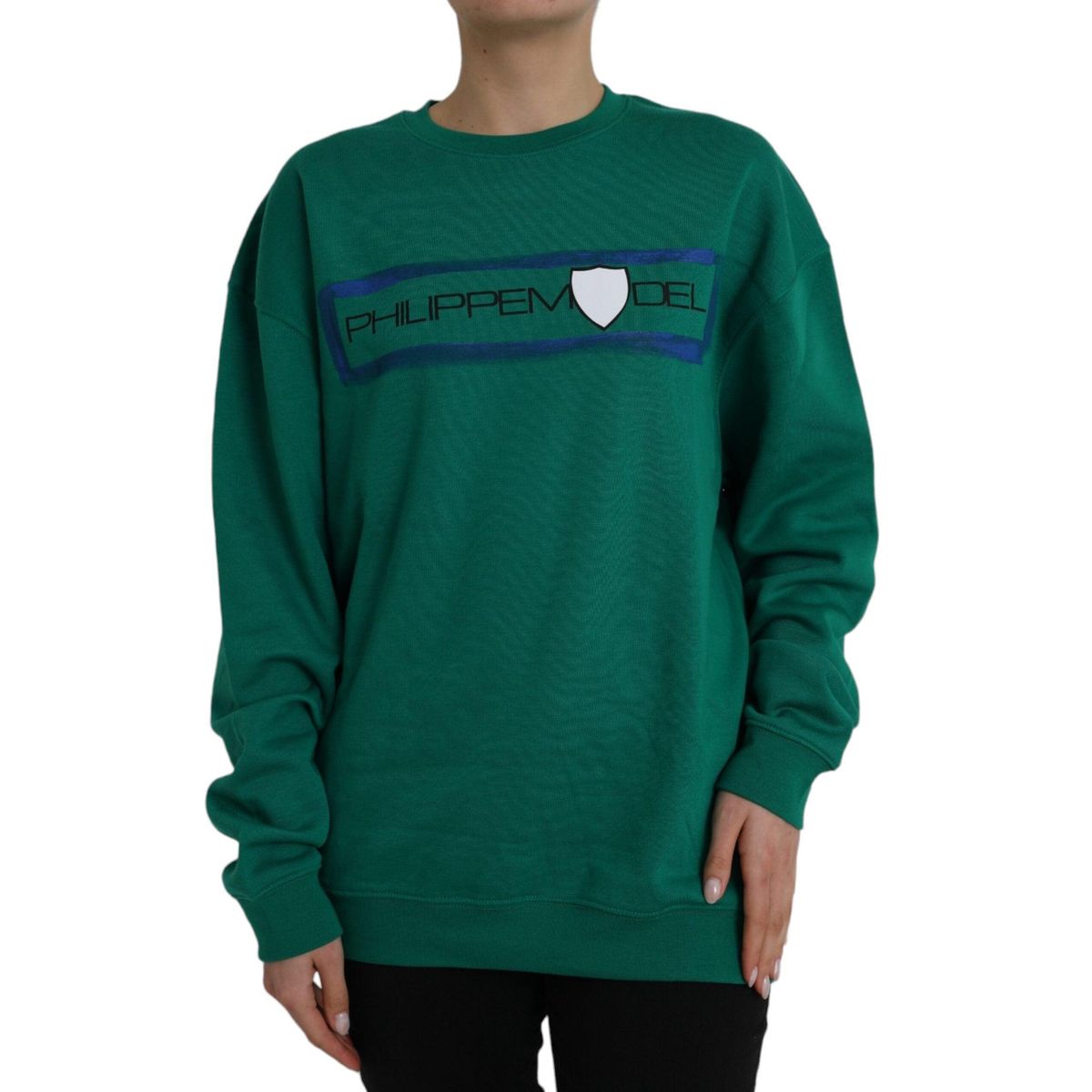 Philippe Model Green Cotton Logo Print Long Sleeves Pullover Sweater