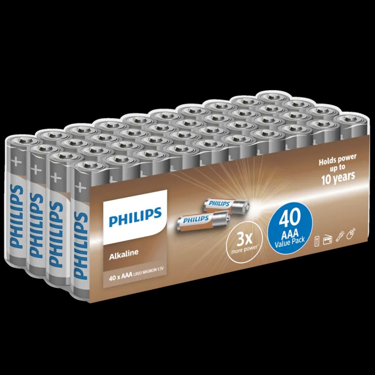 Philips Alkaline LR03/AAA batteri 40 stk.