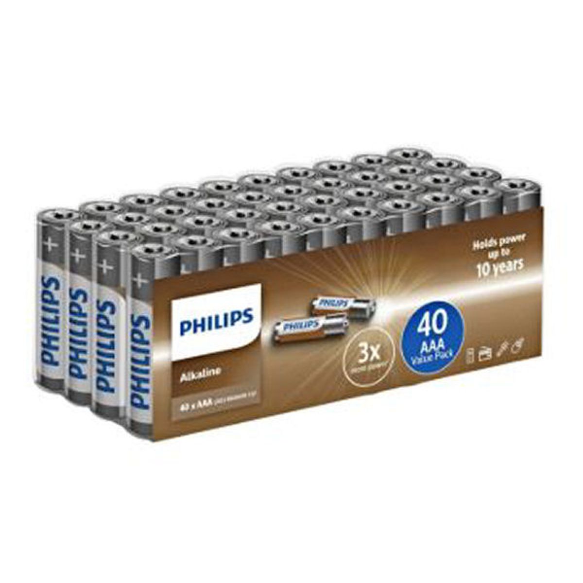 Philips batteri alkaline AAA LR03 micro 1.5V value pack 40 stk.