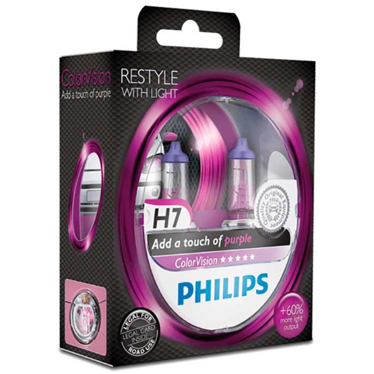 Philips h7 colorvision, lilla - 2-pak