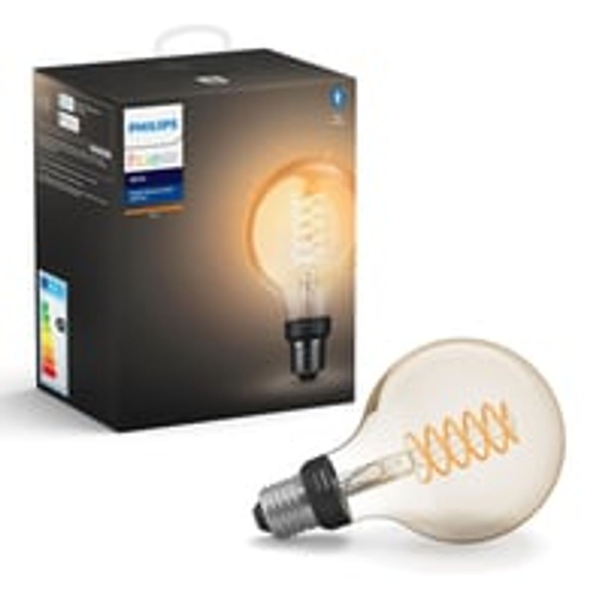 Philips Hue E27 LED-pre, Glde-filament, Hvid, Zigbee + Bluetooth, 7W, 550lm (restsalg)