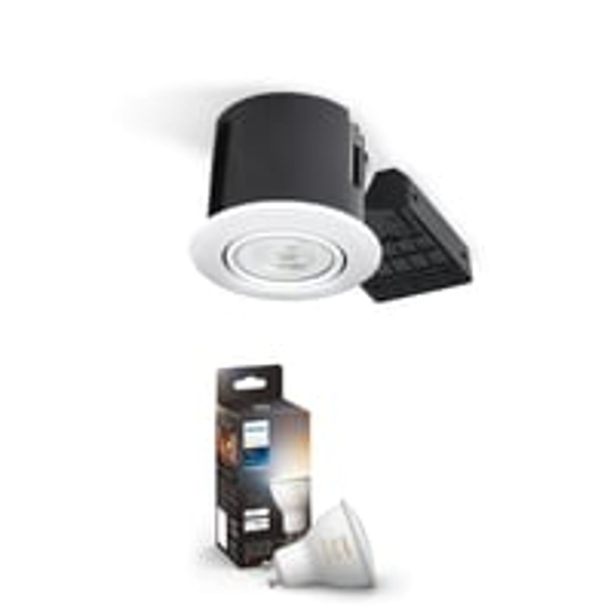 Philips Hue indbygningsspot 230V LED (rund) med White Ambiance, 4,2W, 400lm, 46, E, hvid (blank) - Nordtronic (restsalg)