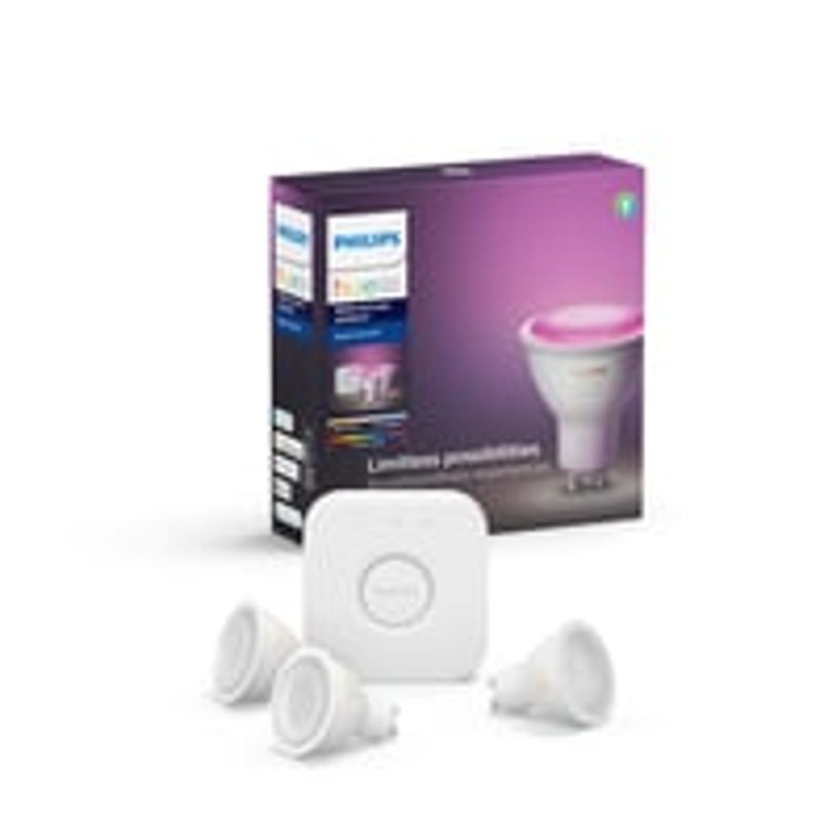 Philips Hue, startst, 3xGU10 Color & White Ambiance, BT/Zigbee, komplet inkl. Hue Bridge, A+