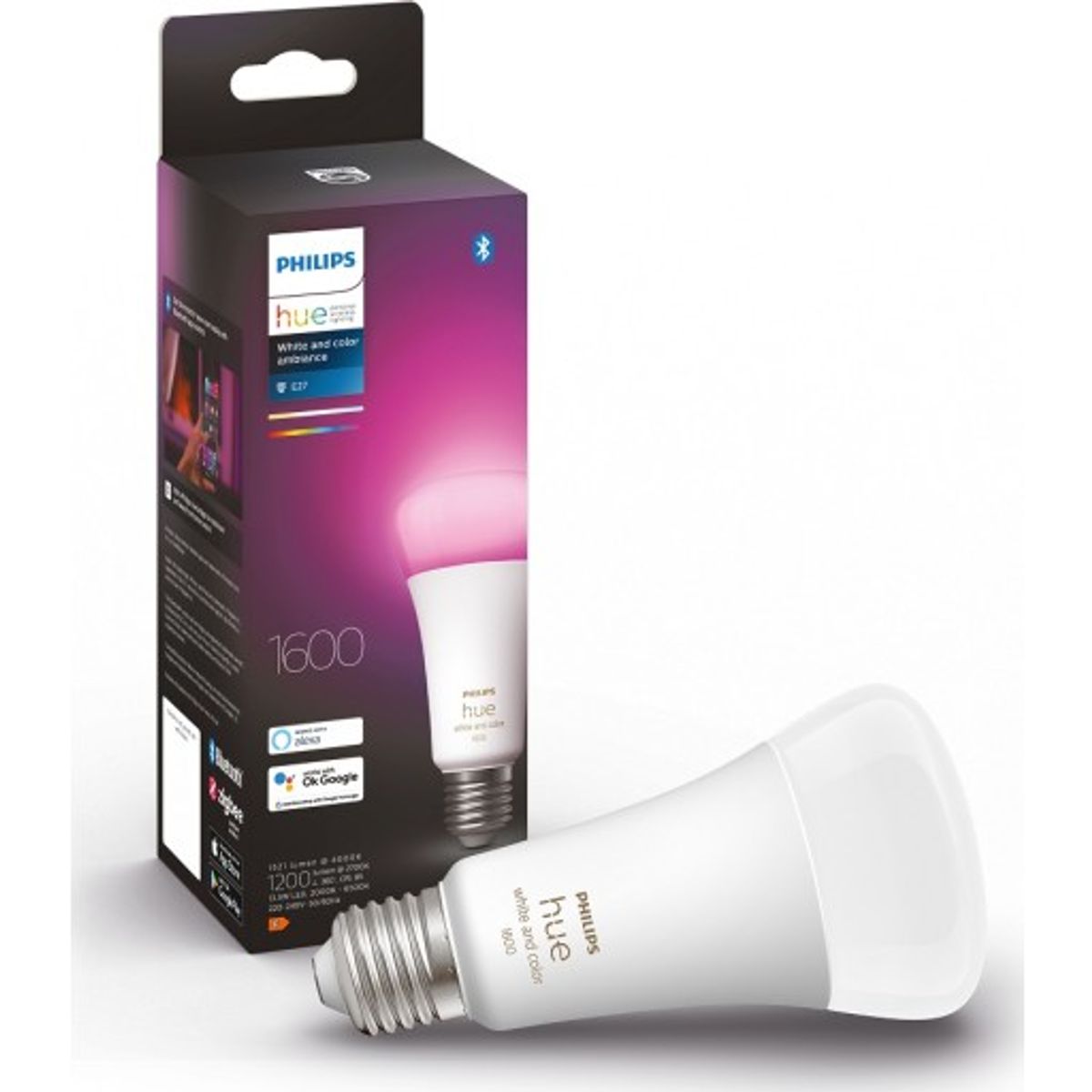 Philips Hue White Color Ambiance E27 standardpære, 2000K-6500K, 13,5W