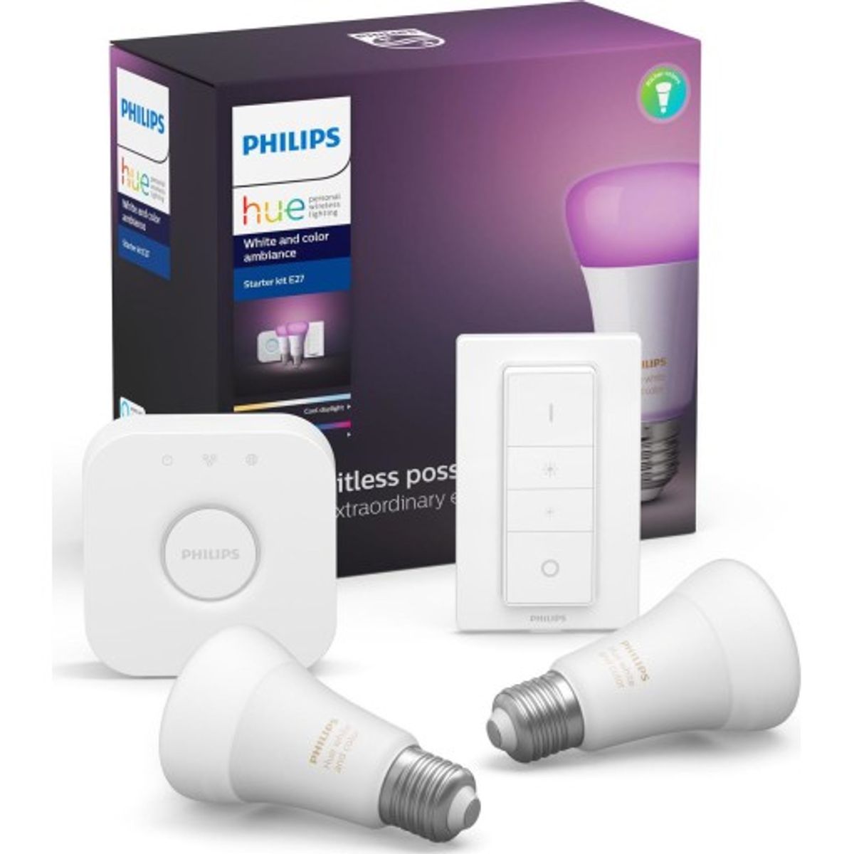 Philips Hue White Color Ambiance E27 standardpære, startpakke