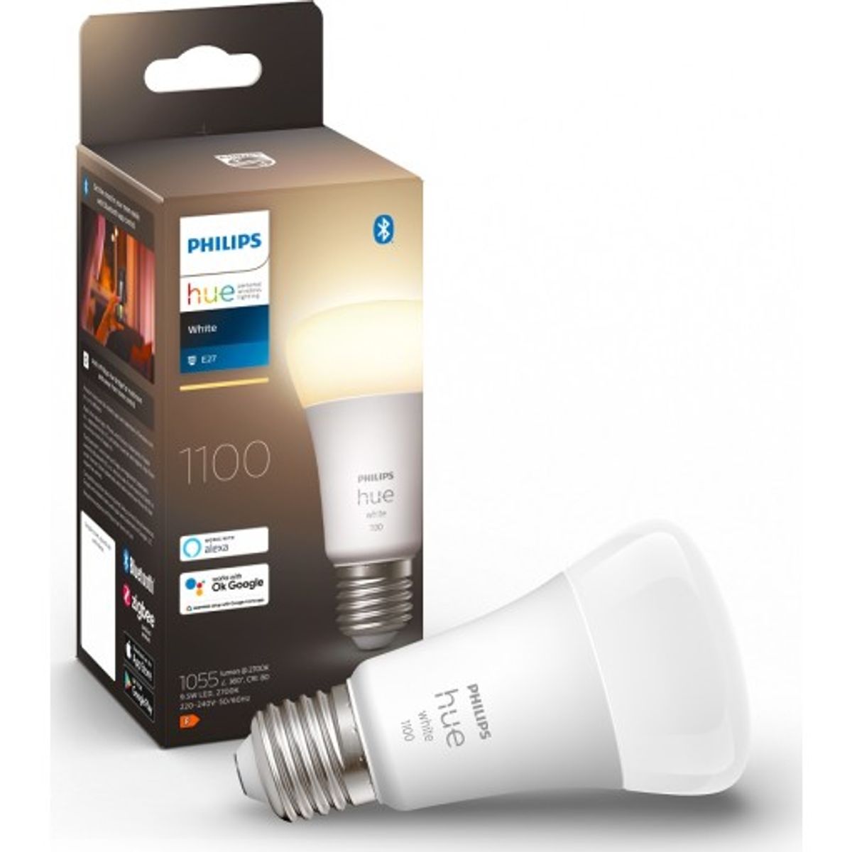 Philips Hue White E27 standardpære, 2700K, 9,5W