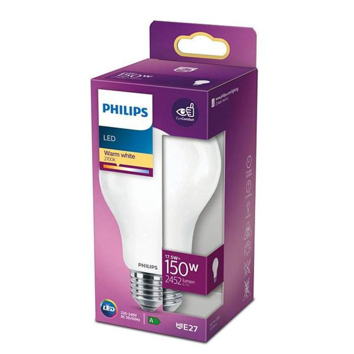 Philips LED pære 150W varm hvid E27 A++