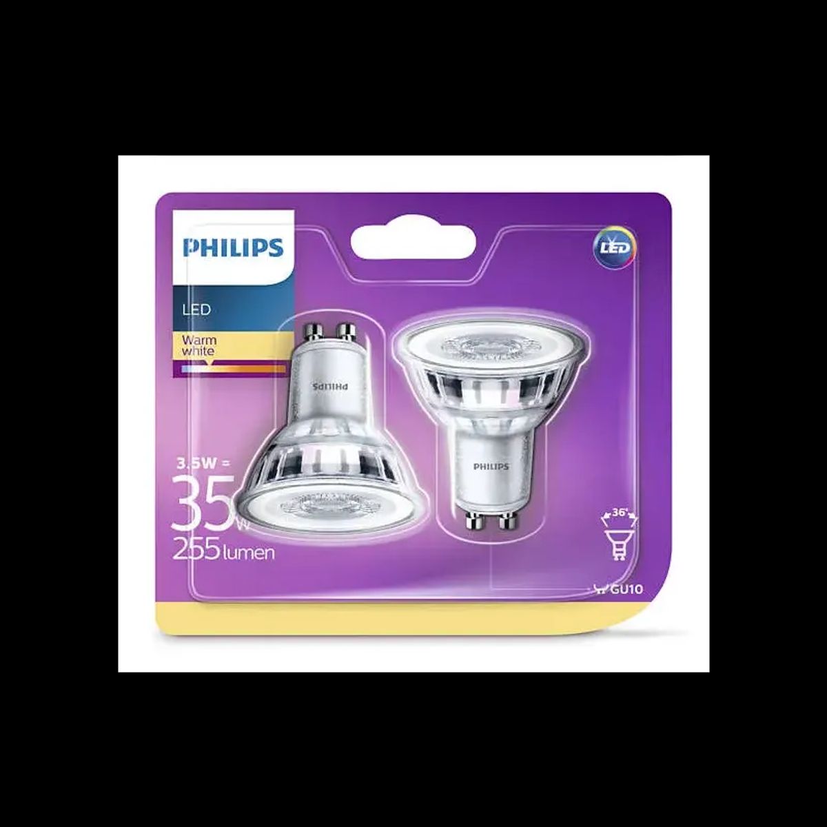 Philips LEDClassic 35W spot glas GU10 varm hvid ikke dæmpbar 2 stk - 8718696582633