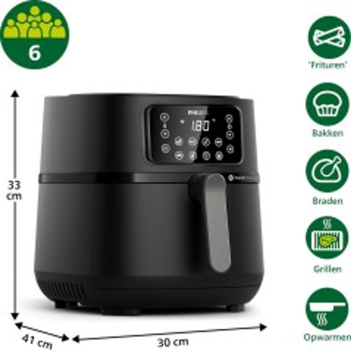 Philips Series 5000 Connected HD9285 XXL Airfryer 2kW Mørk sølv/sort