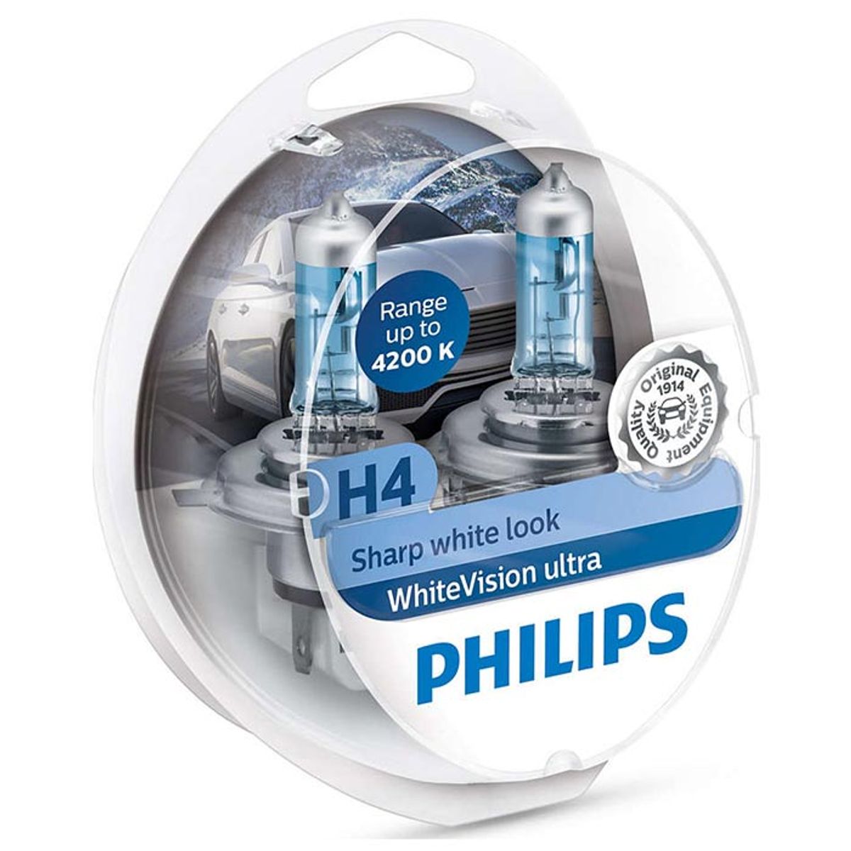 Philips WhiteVision ultra H4/W5W 2 stk.