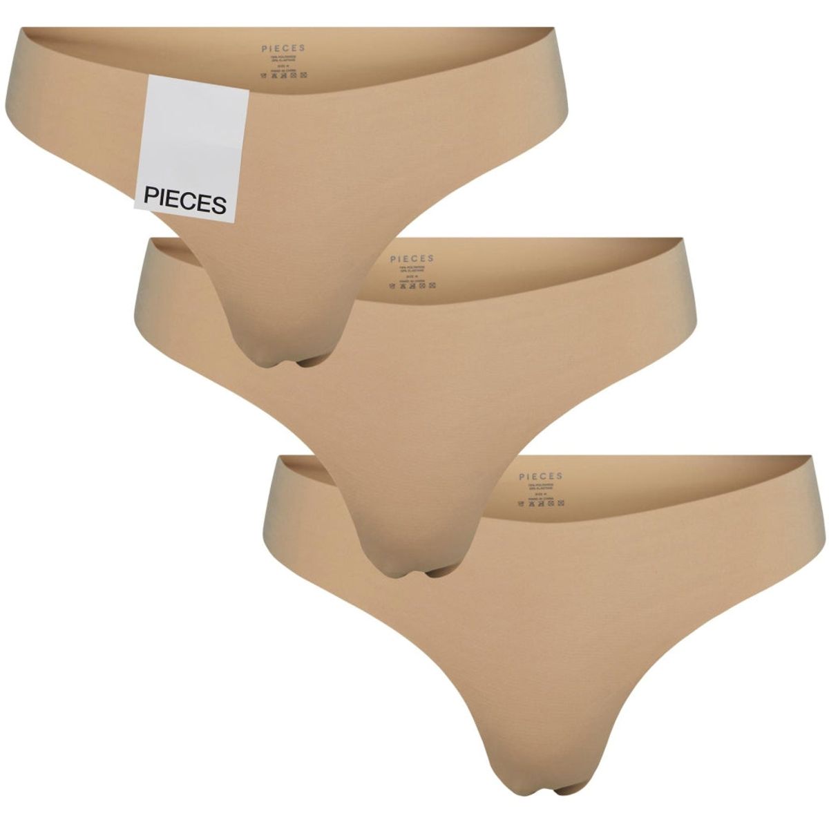 PIECES dame 3-pack thong PCNAMEE - Nude