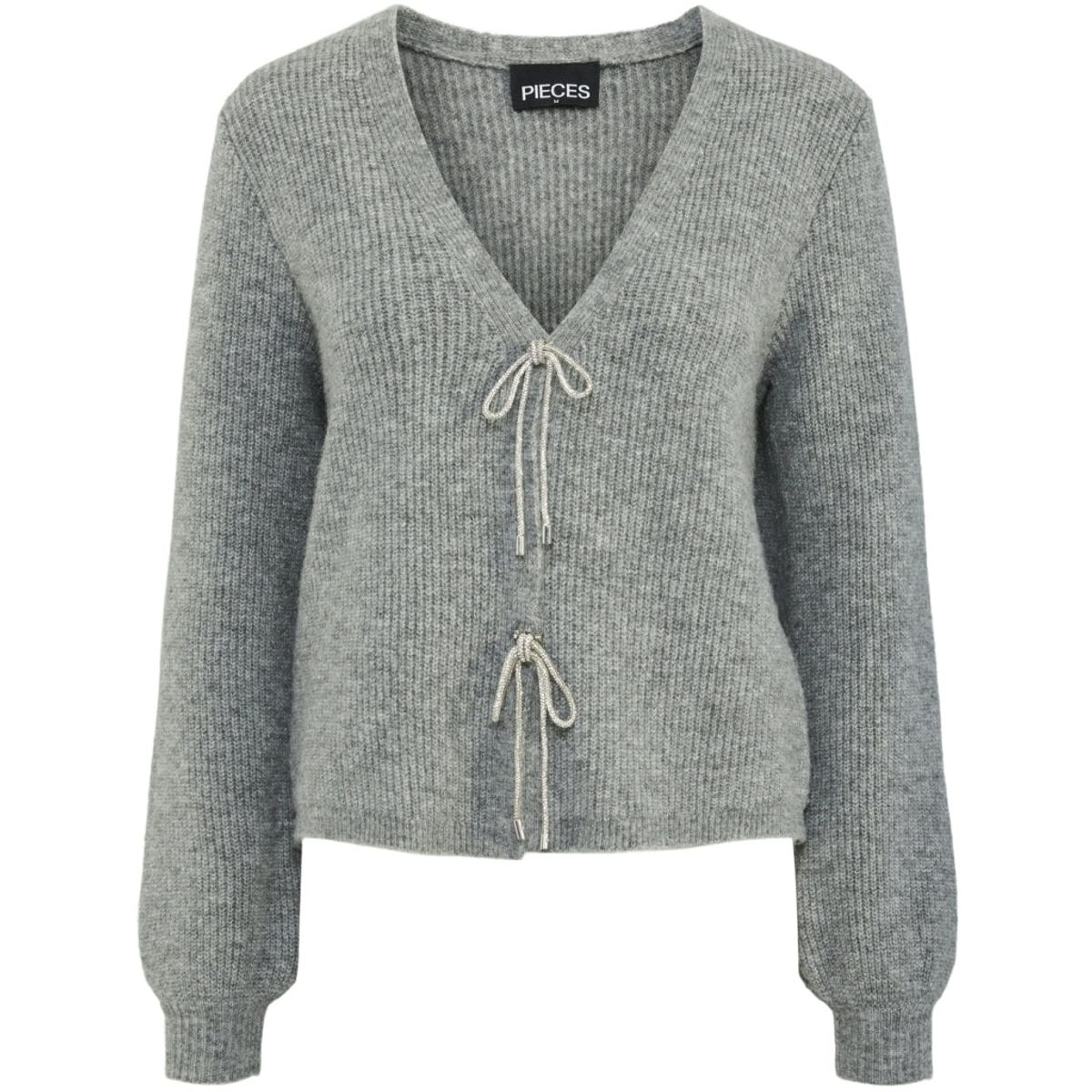 PIECES dame cardigan PCANNA - Medium Grey Melange Silver Glitter Bow