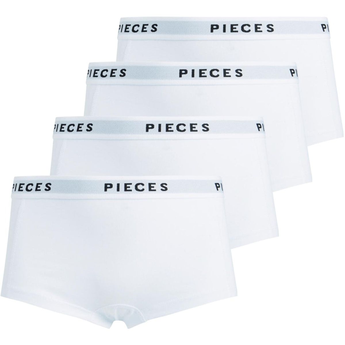 Pieces dame hipsters PCLOGO LADY 4-PACK - Bright White