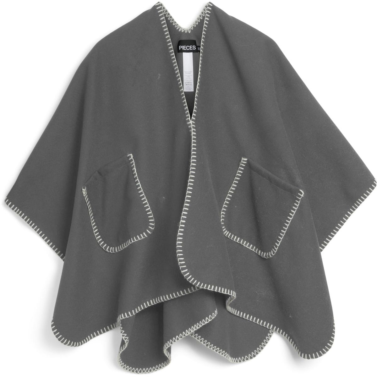 PIECES dame poncho PCNADJA - Medium grey melange