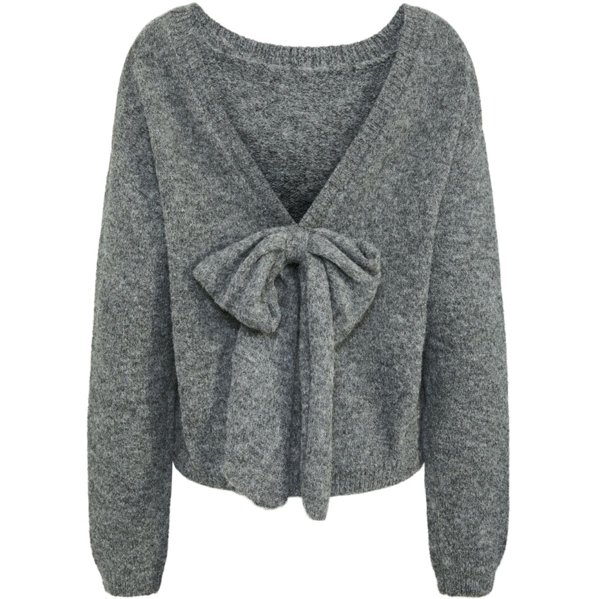 PIECES dame strik PCALLISON - Medium Grey Melange Bow