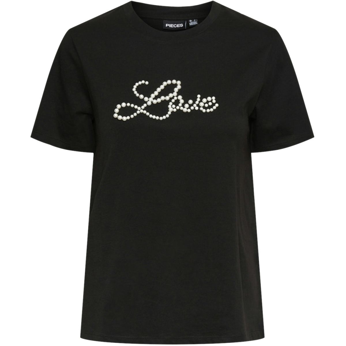 PIECES dame t-shirt PCRINE - Black LOVE