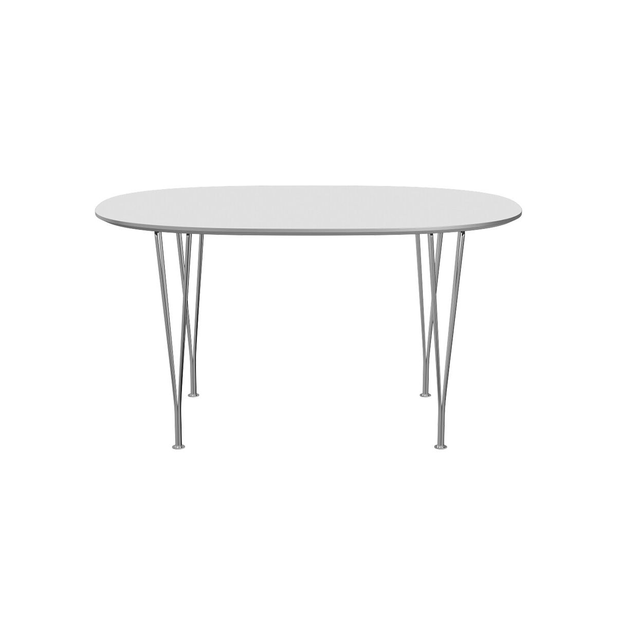 Piet Hein B611 Spisebord, 135 x 90 cm fra Fritz Hansen (Hvid laminat m. alukant)