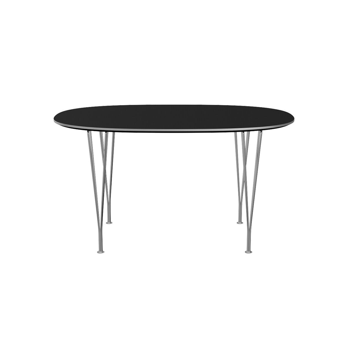 Piet Hein B611 Spisebord, 135 x 90 cm fra Fritz Hansen (Sort laminat m. alukant)